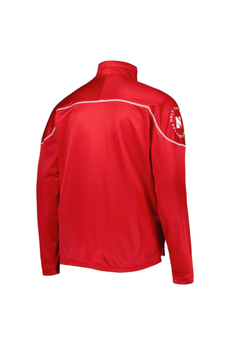 Men's adidas Scarlet Nebraska Huskers AEROREADY Knit Quarter-Snap Jacket, Alternate, color, Scarlet