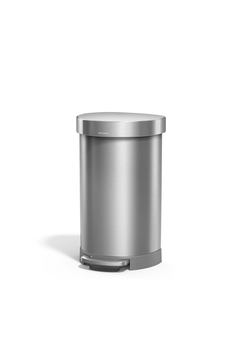 45L semi-round step can with liner pocket, brushed stainless steel, Alternate, color, Brushed