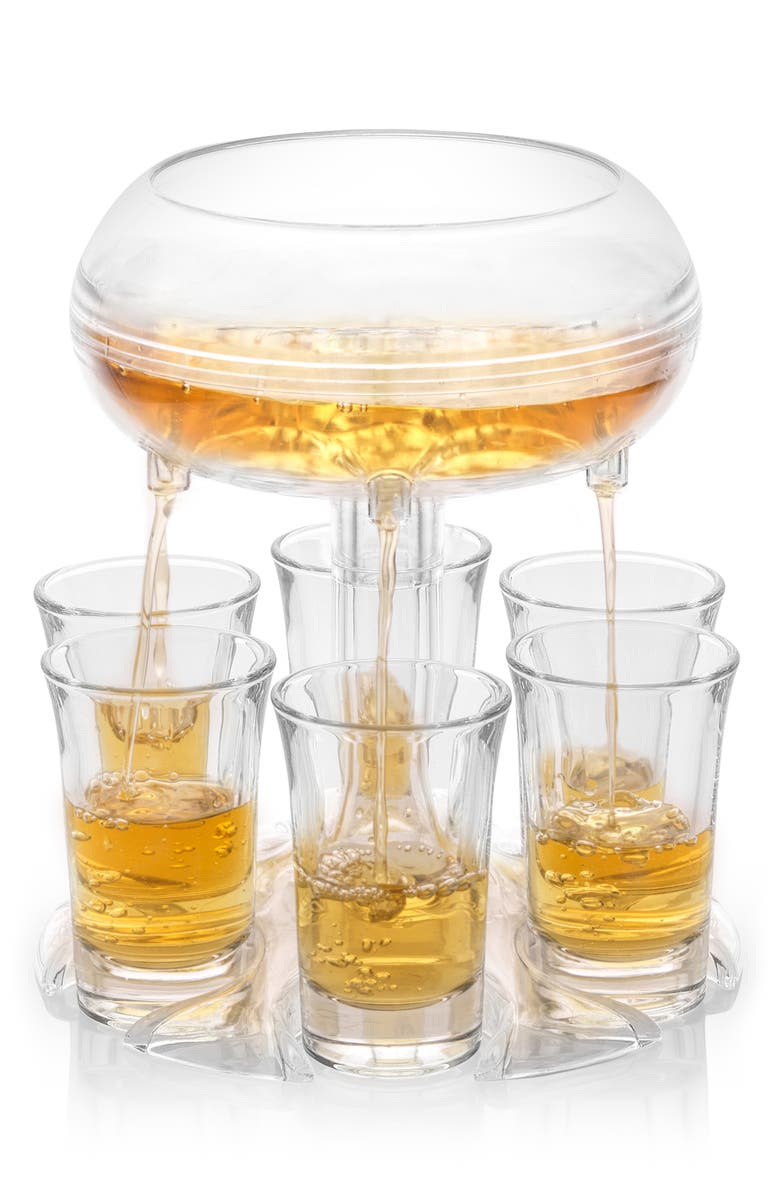 JoyJolt Shot Glass & Shot Dispenser 7-Piece Set, Alternate, color, Clear