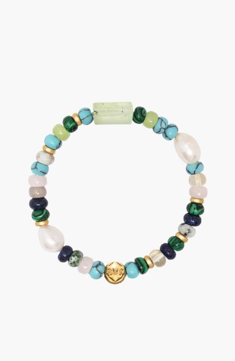Gemstone And Pearl Wristband