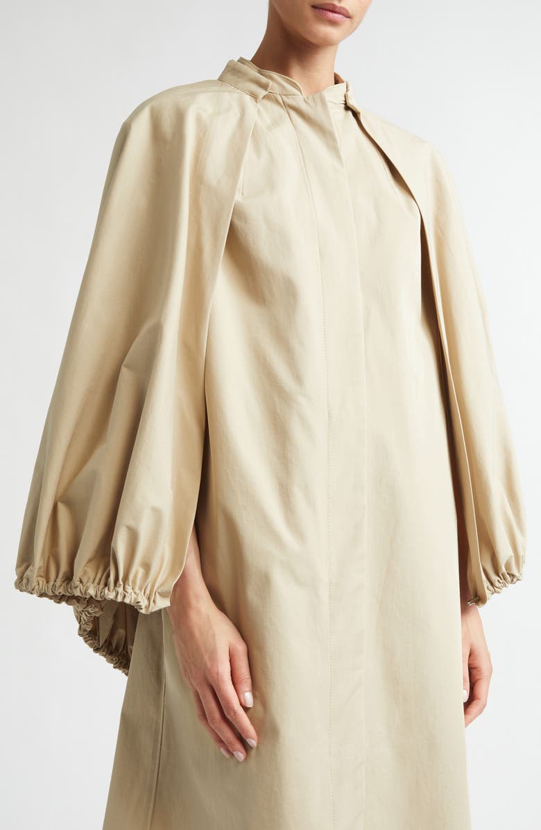 TOTEME Cotton Gabardine Coat with Removable Cape, Alternate, color, Beige