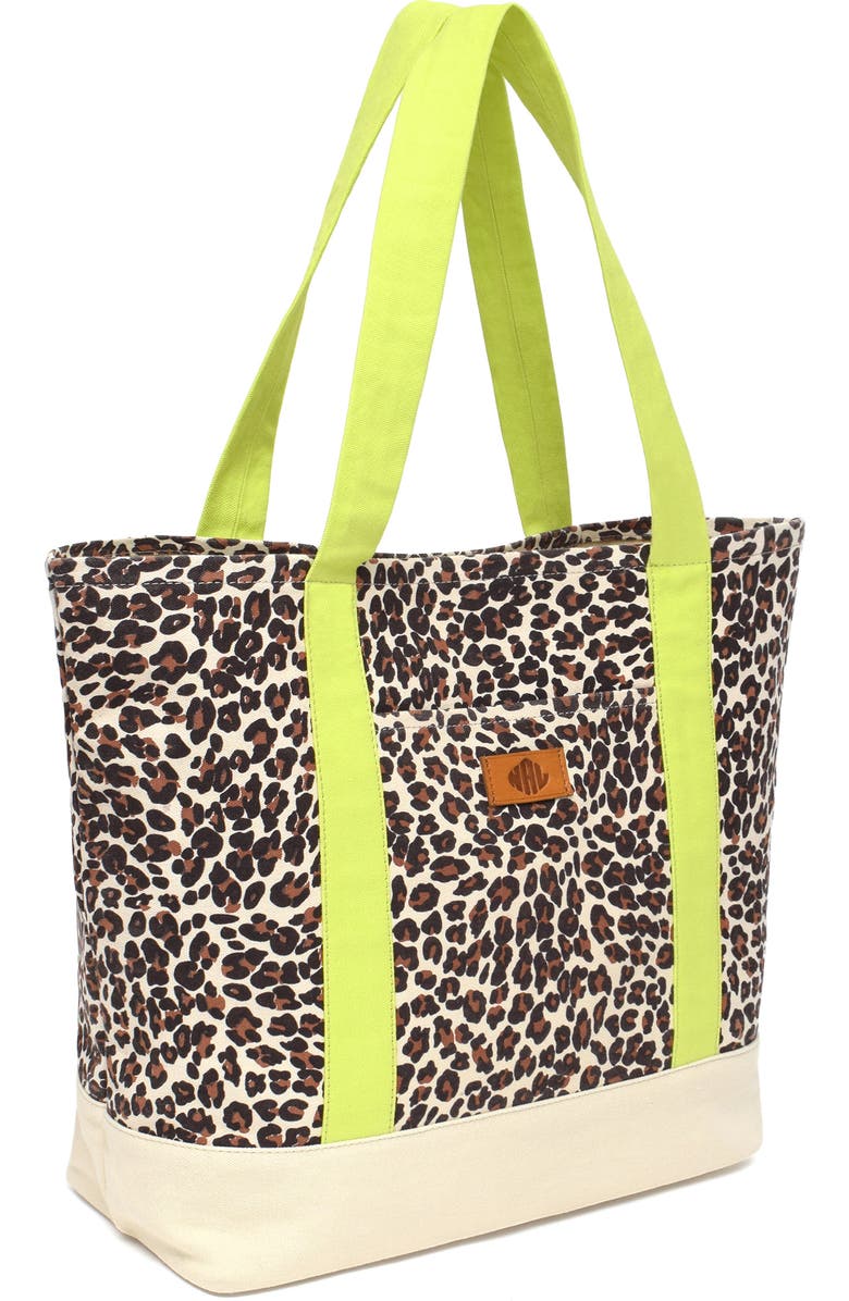 New Amsterdam Leatherworks Kylee Canvas Tote, Alternate, color, Leopard/ Citron
