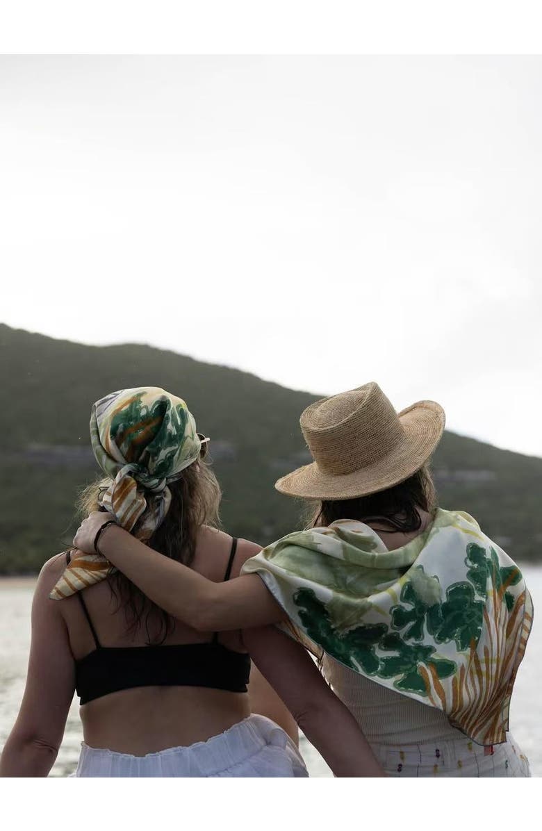 Lost Pattern Little Dix Bay Large Silk Scarf, Alternate, color, Green