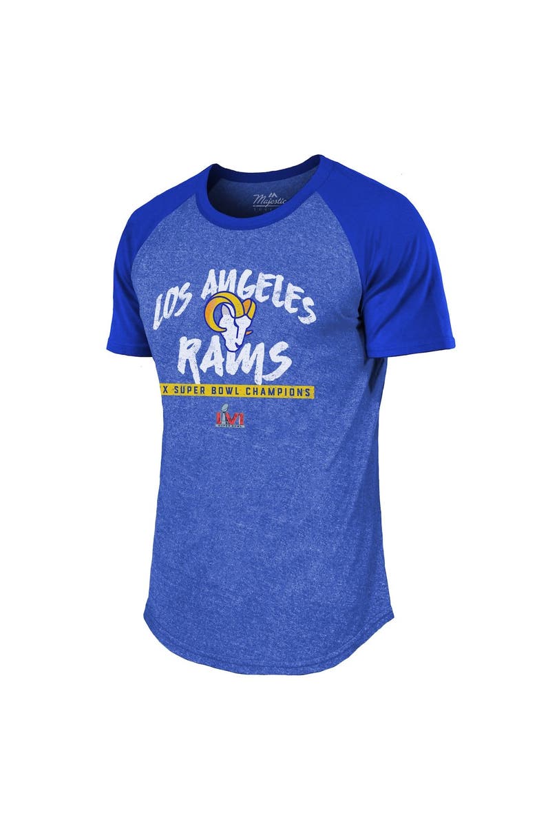 Majestic Threads Men's Majestic Threads Royal Los Angeles Rams 2-Time Super Bowl Champions Tri-Blend Raglan T-Shirt, Alternate, color, Royal