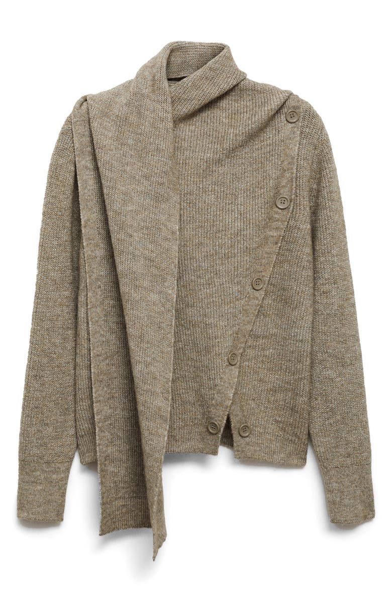 MANGO Asymmetric Scarf Neck Cardigan, Alternate, color, 