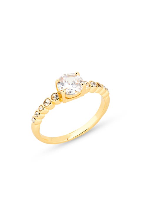 Round Crystal Engagement Ring