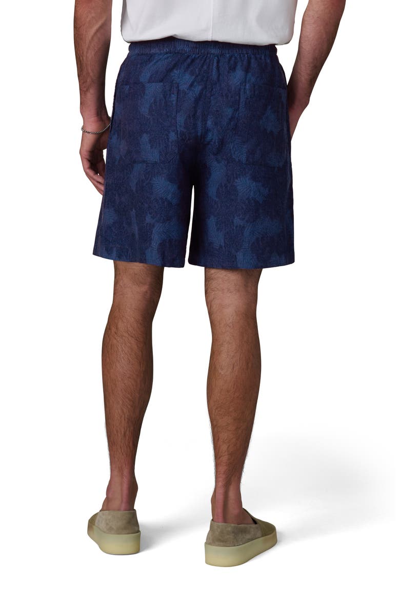 Cabana Leaf Print Drawstring Shorts, Alternate, color, DARK INDIGO