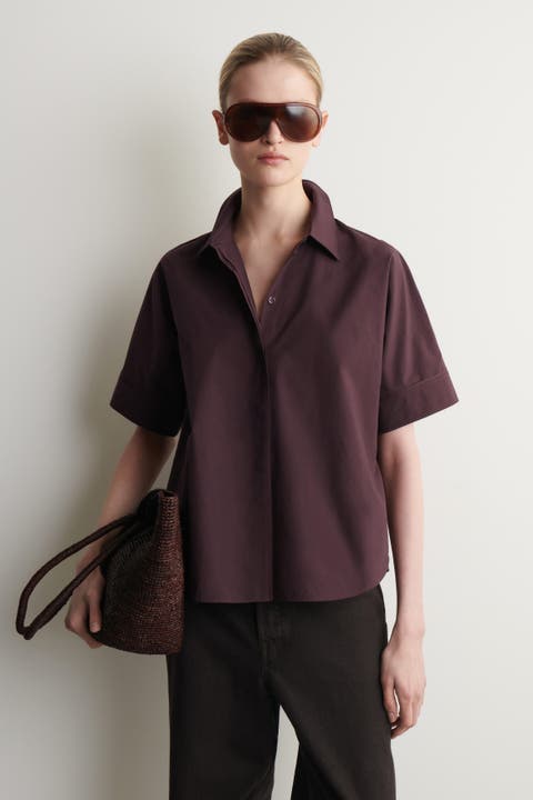 Oversized Short-sleeved Cotton Shirt