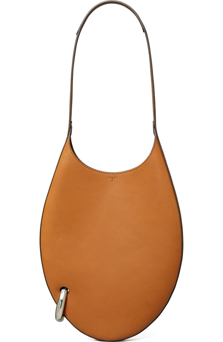 Tory Burch Small Pierced Leather Shoulder Bag, Main, color, Aged Tan