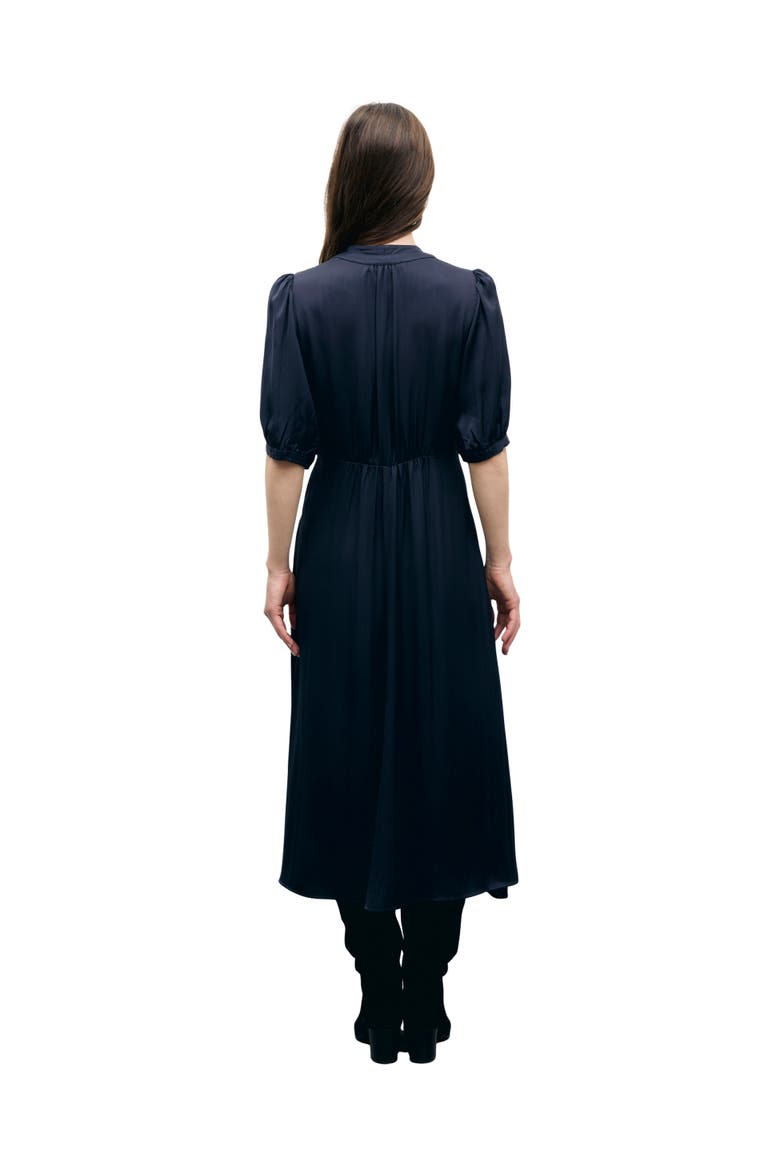 Chani Tie Neck Midi Dress, Alternate, color, Ink