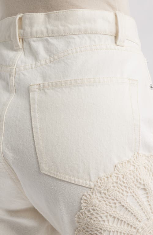 Shop Frame The Vertical Crochet High Waist Crop Relaxed Straight Leg Jeans In Au Natural Clean