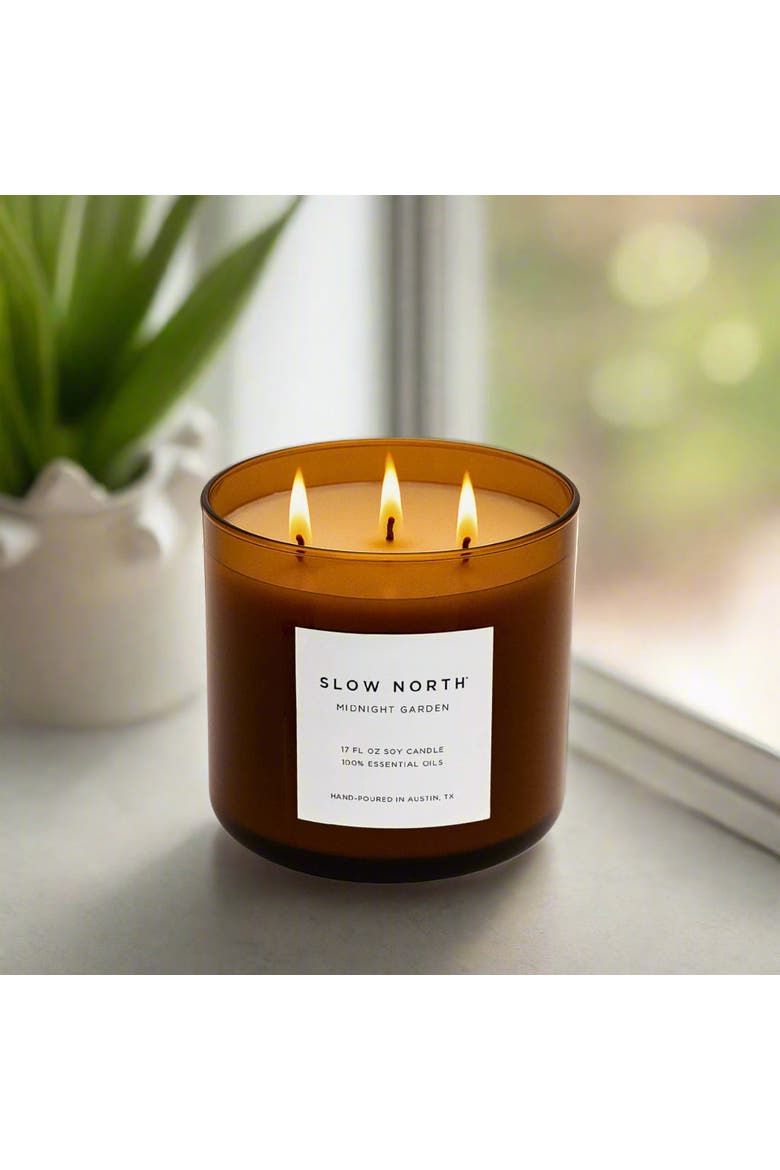 Midnight Garden (Lavender + Rosemary + Geranium) - Signature 3-Wick Candle, Main, color, Brown
