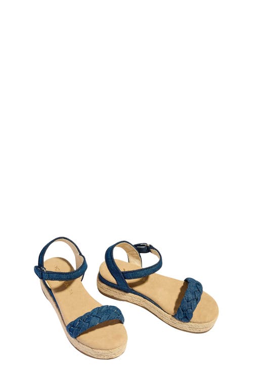 Yosi Samra Kids' Miss April Espadrille Ankle Strap Platform Wedge Sandal In Blue
