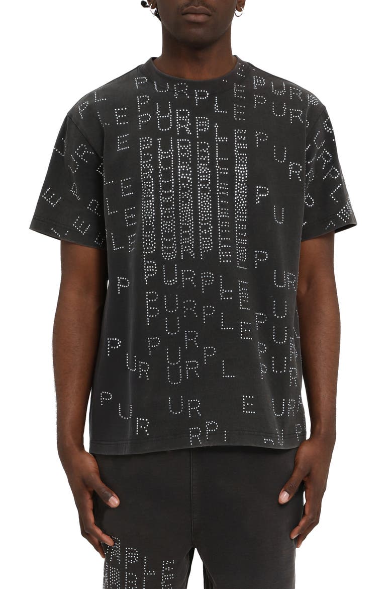 Studded Logo Heavyweight Jersey T-Shirt, Main, color, BLACK