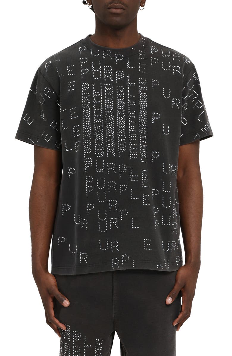 PURPLE BRAND Studded Logo Heavyweight Jersey T-Shirt, Main, color, Black