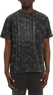 PURPLE BRAND Studded Logo Heavyweight Jersey T-Shirt