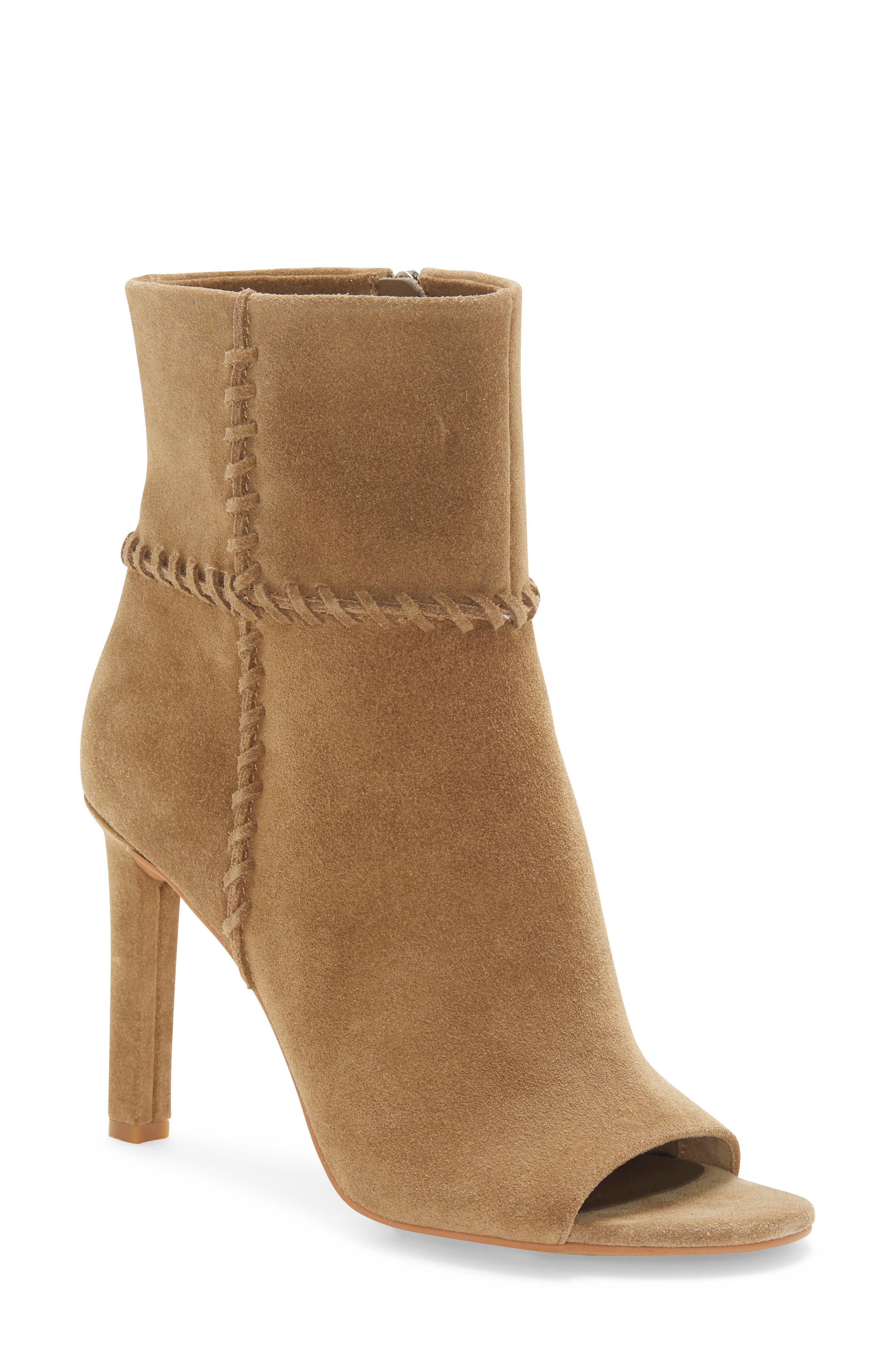 Sashane Open Toe Boot, Main, color, DARK OAK SUEDE