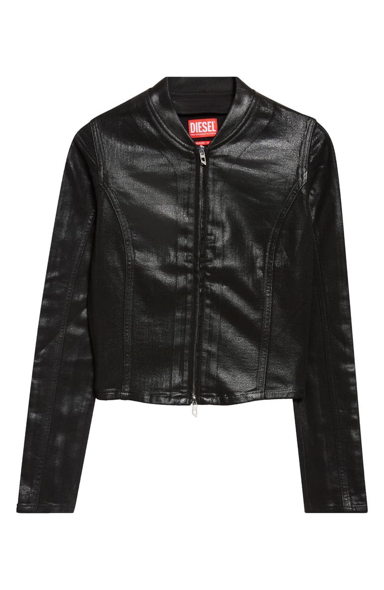 DIESEL<sup>®</sup> De-Gary-D Jogg Coated Denim Crop Jacket, Main, color, Black/ Denim