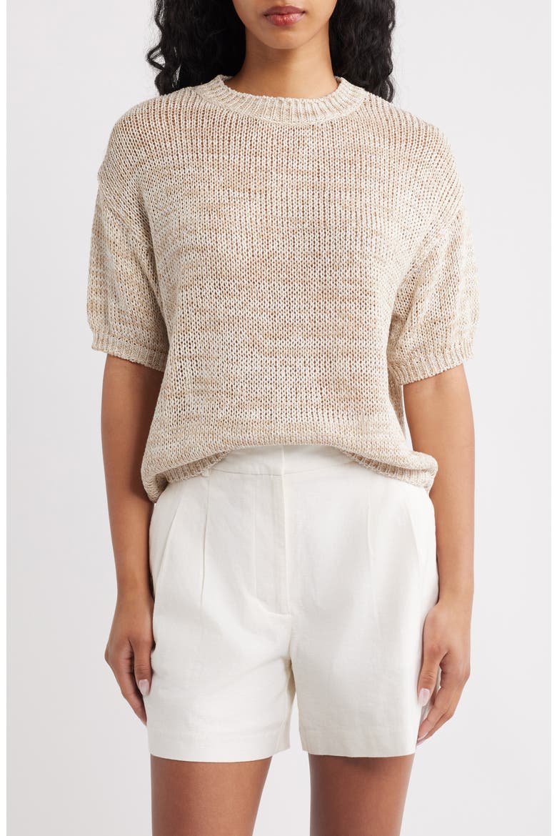 Paquita Speckled Knit Cotton Blend Sweater, Main, color, BEIGE