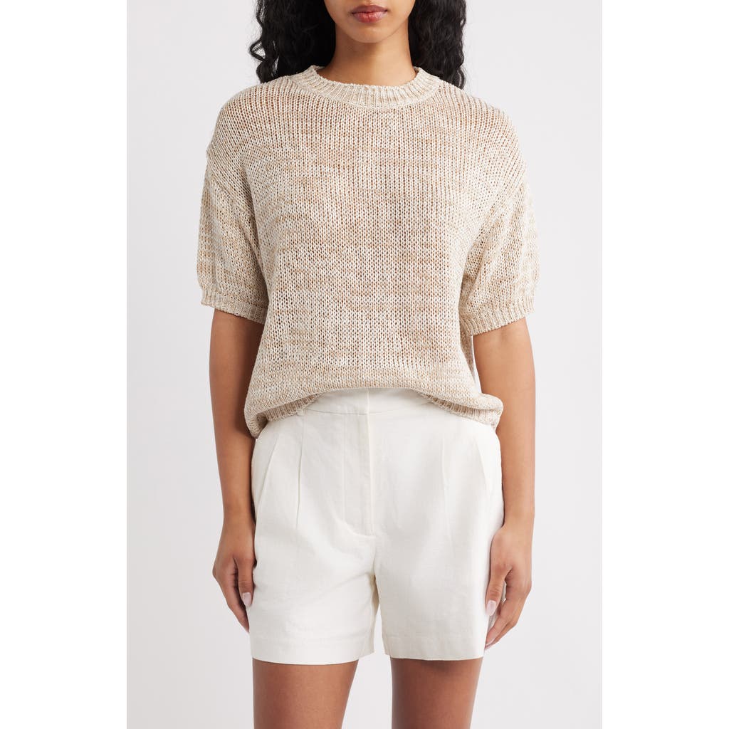 MANGO Paquita Speckled Knit Cotton Blend Sweater in Beige at Nordstrom, Size Large