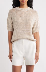 MANGO Paquita Speckled Knit Cotton Blend Sweater