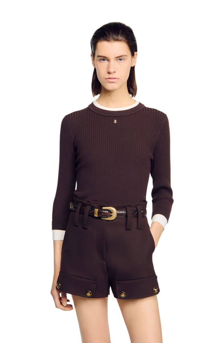 SANDRO 2-in-1 sweater, Alternate, color, Brown