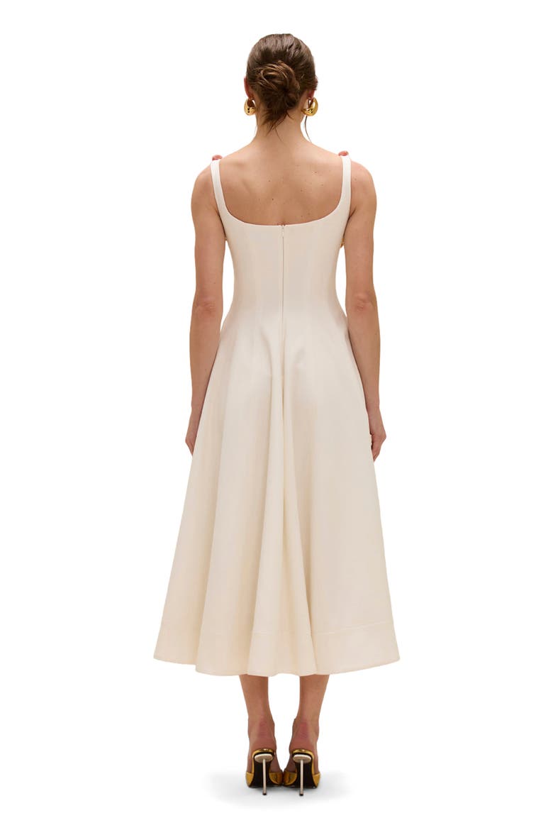 Gabriela Linen Midi Dress, Alternate, color, BLACK