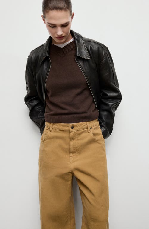 Mango Wide Leg Corduroy Pants In Brown