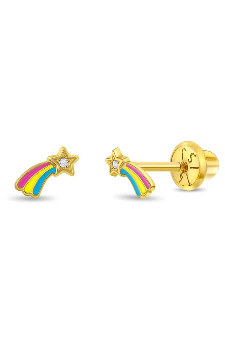 In Season Jewelry 14k Shooting Star Enamel Earrings, Main, color, Gold