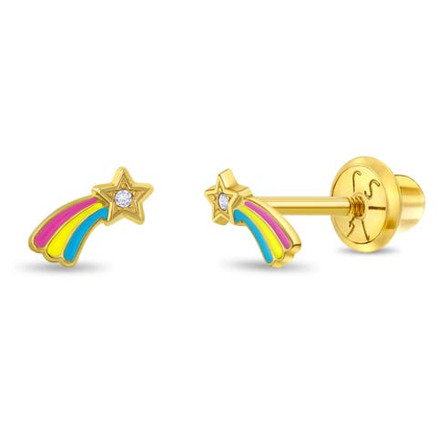 14k Shooting Star Enamel Earrings