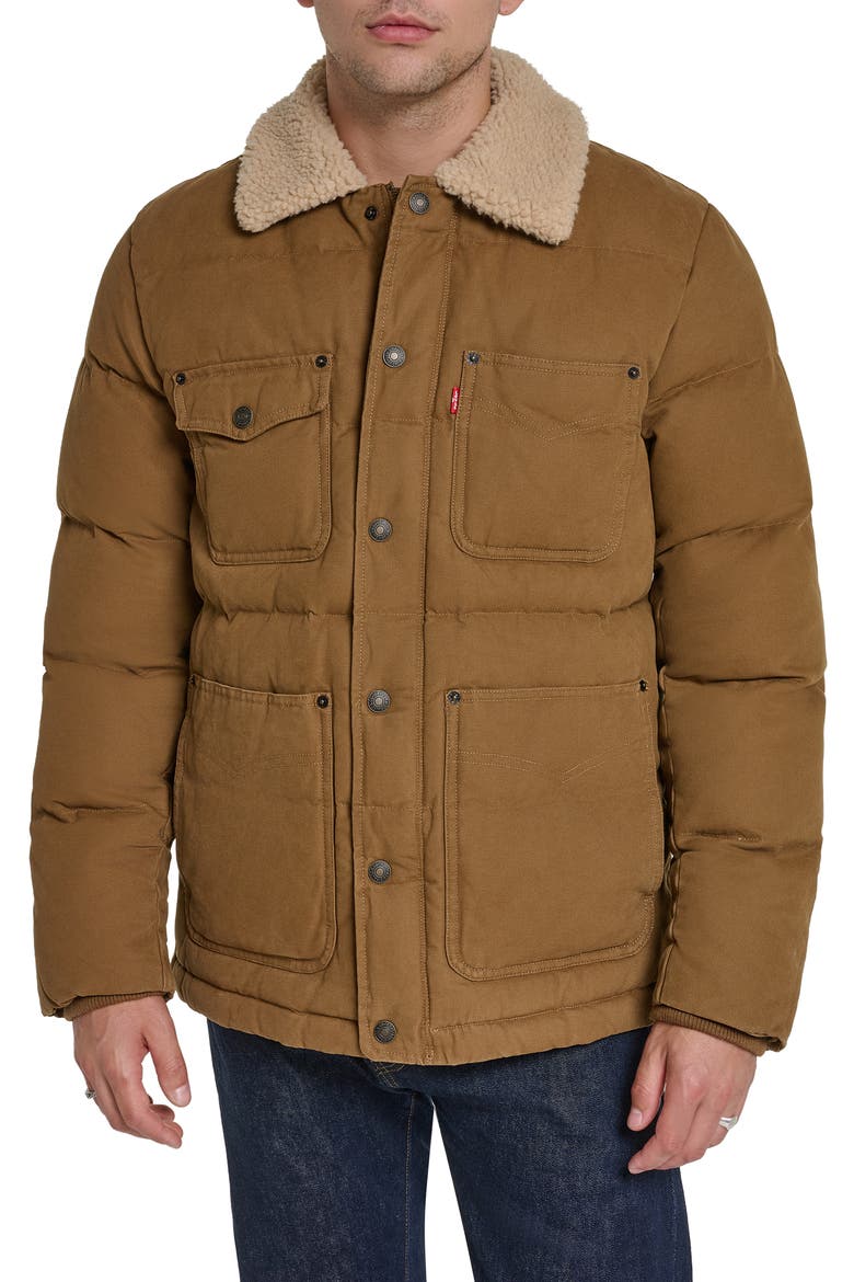 Quilted Chore Jacket, Main, color, BROWN