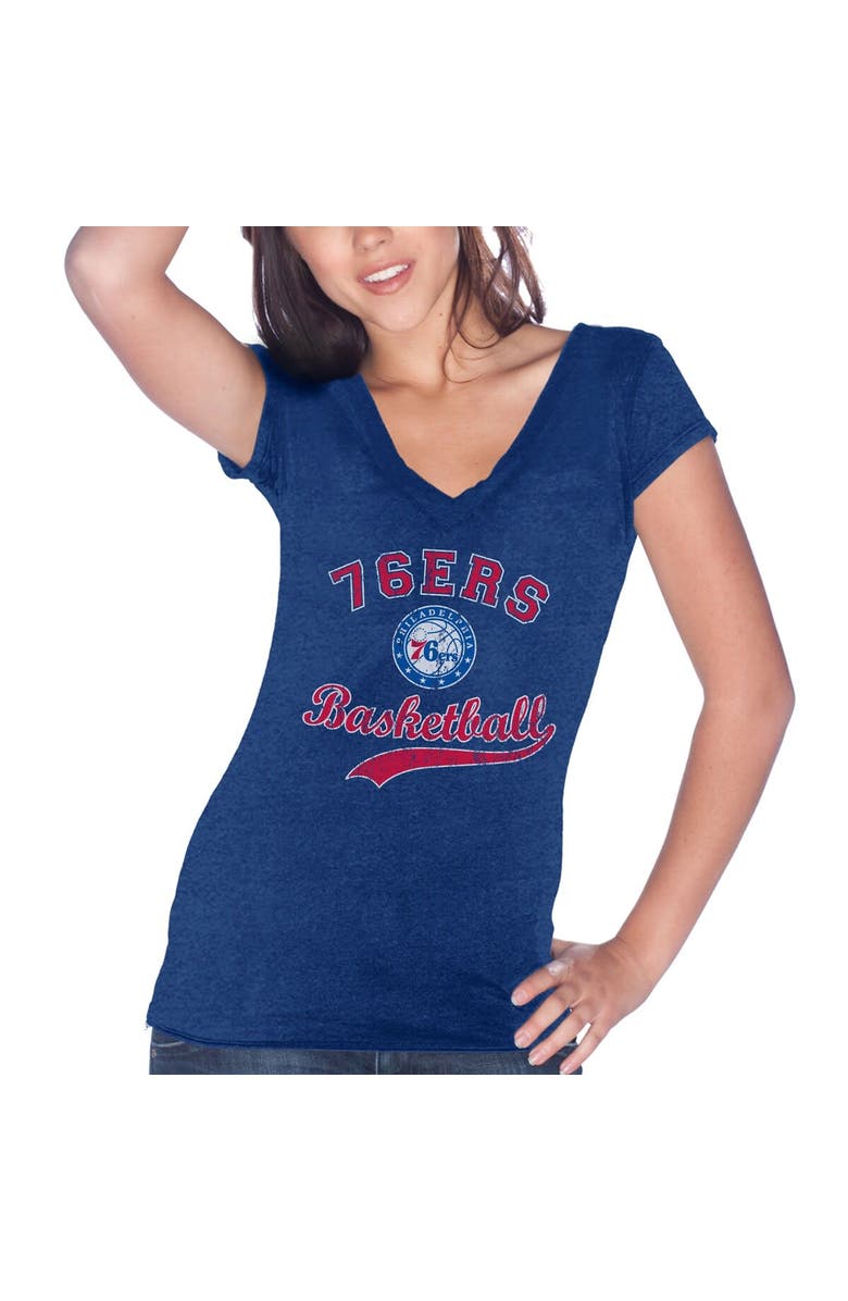 Majestic Threads Women's Majestic Threads Ben Simmons Royal Philadelphia 76ers Name & Number Tri-Blend V-Neck T-Shirt, Alternate, color,