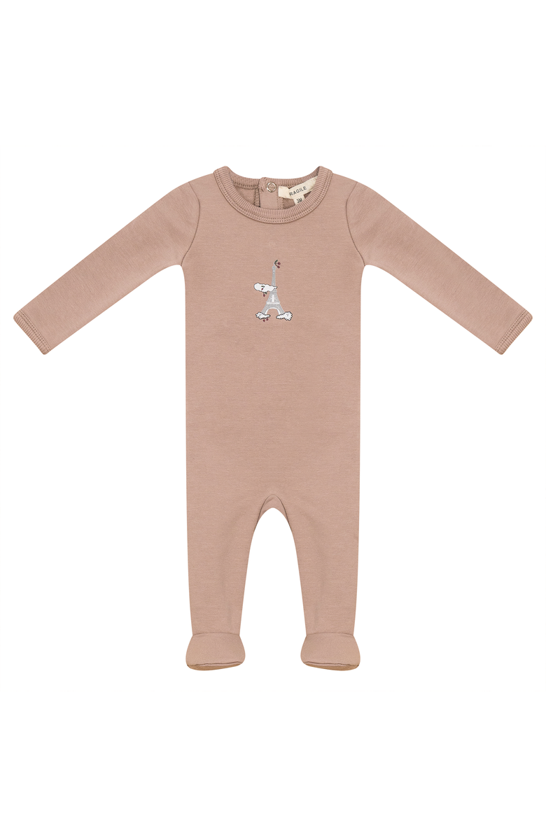 Fragile Eiffel Print French Fleece Romper, Main, color, True Blossom