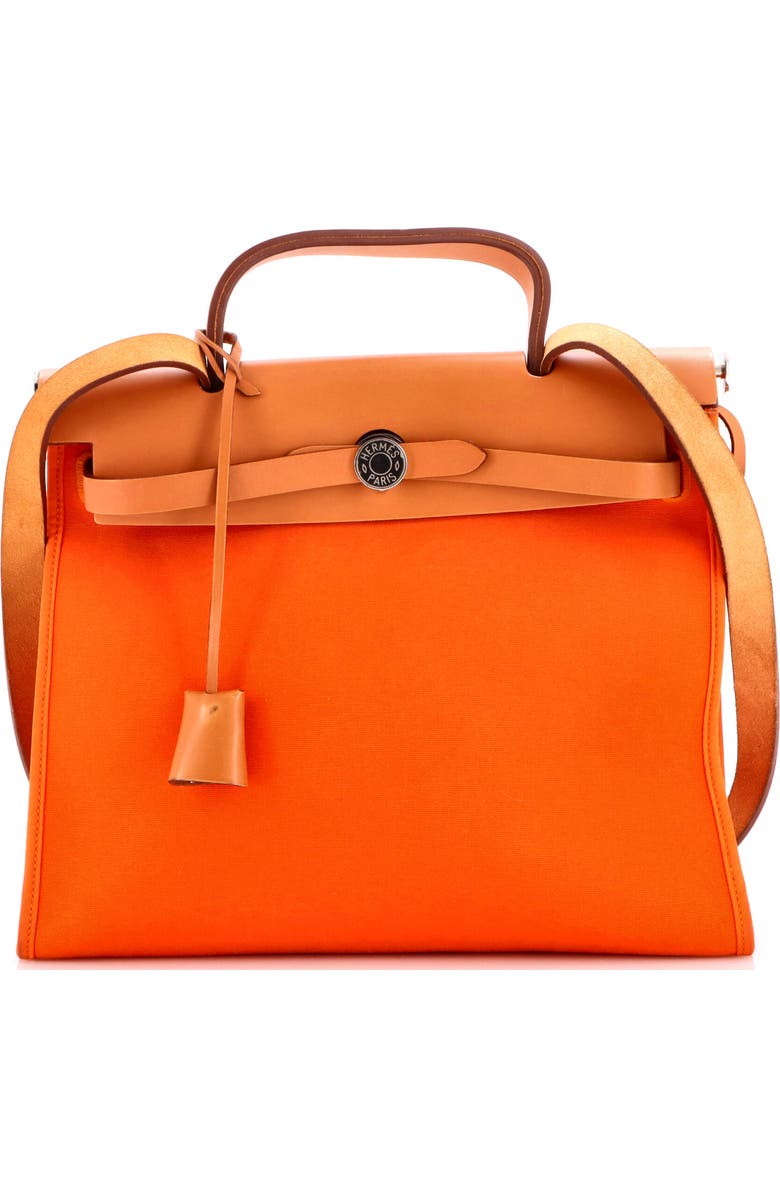 Pre-Owned Hermes Herbag Zip Leather and Toile 31, Main, color, Orange H