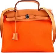 Pre-Owned Hermes Herbag Zip Leather and Toile 31