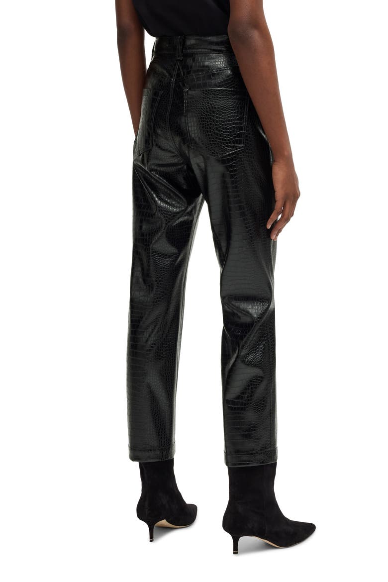 Troco Croc Embossed Faux Leather Pants, Alternate, color, BLK