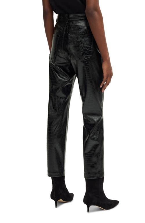 Hugo Boss Boss Orange Troco Croc Embossed Faux Leather Pants In Black