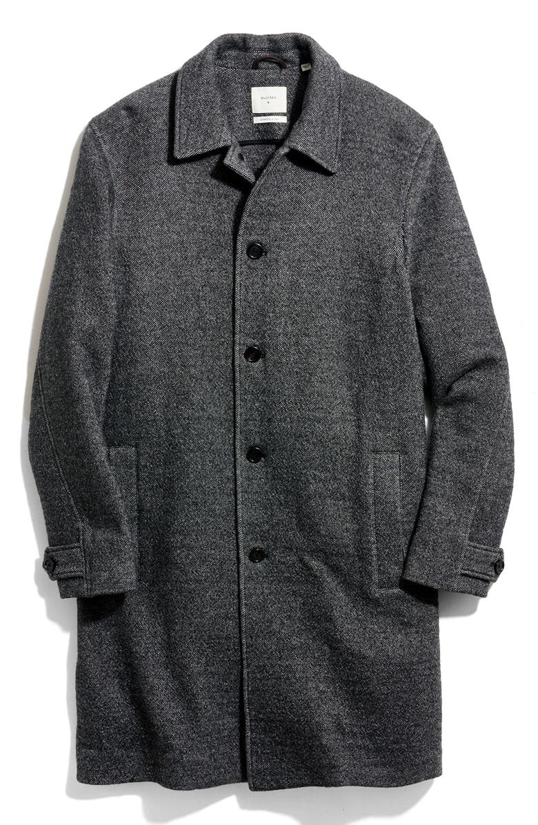 Billy Reid Ronan Wool Twill Topcoat, Main, color, Charcoal