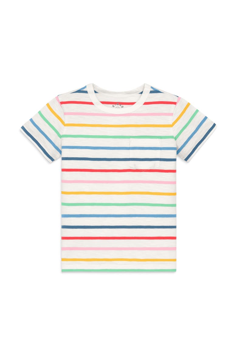 Kids Pocket Tee In Rainbow Stripe, Main, color, Ivory Rainbow Sunrise Stripe