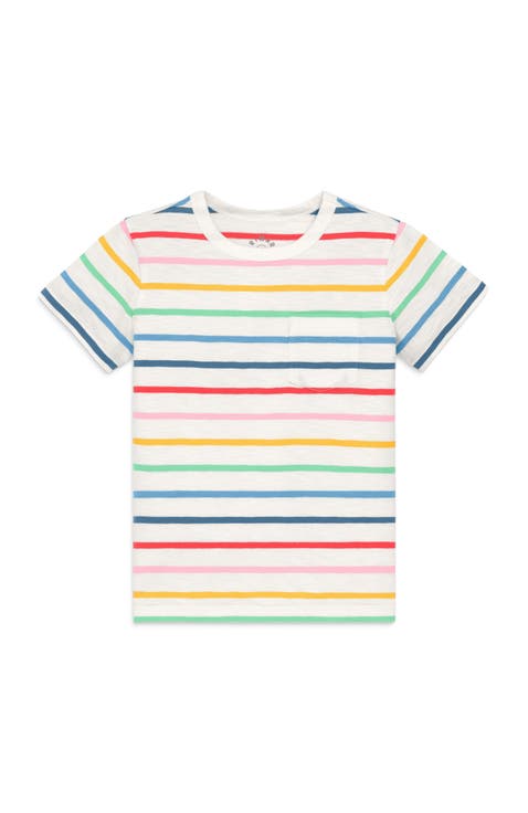 Kids Pocket Tee In Rainbow Stripe (Toddler, Little Kid, Big Kid)