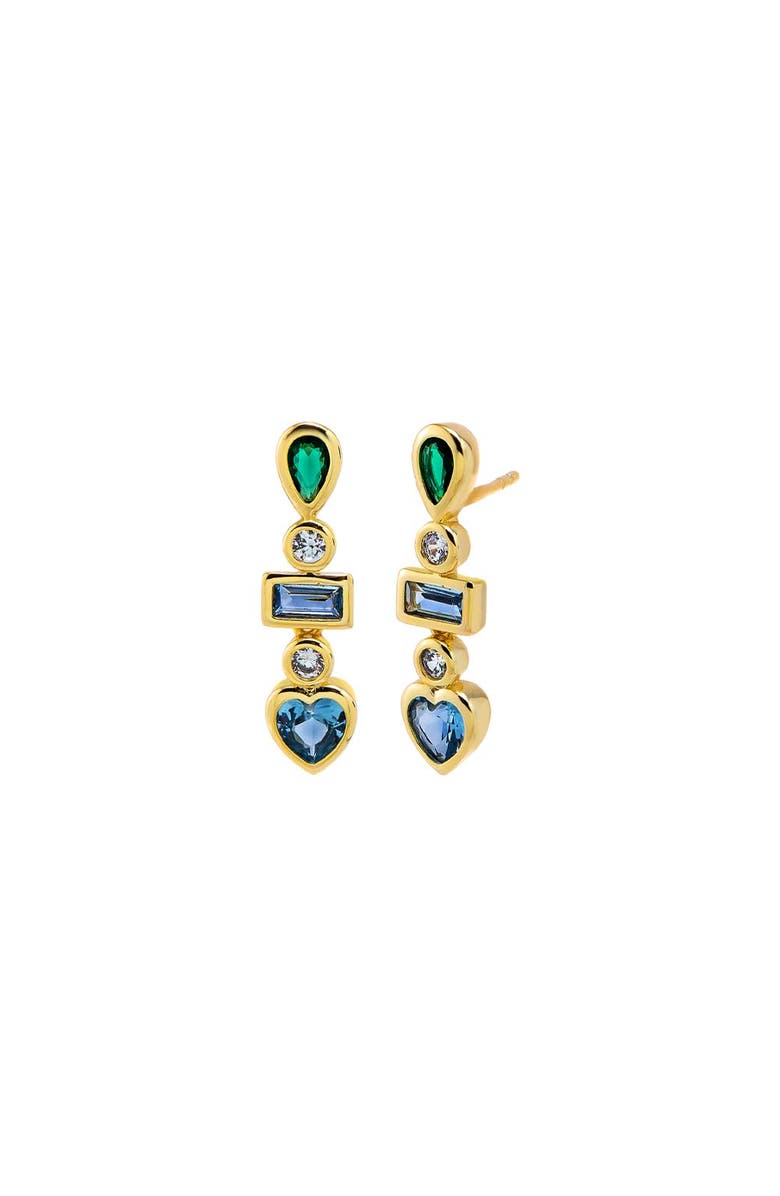 BY ADINA EDEN Colored Multi Shape Drop Bezel Stud Earring, Main, color, 