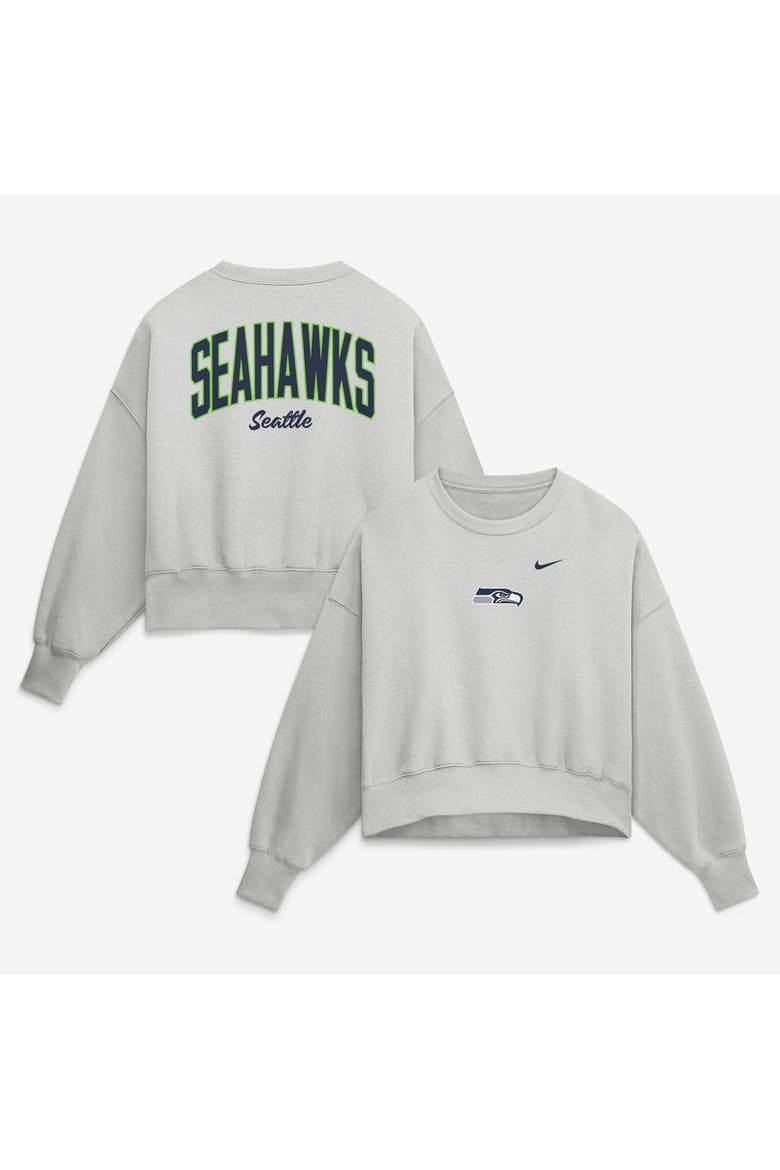Women's Nike  Gray Seattle Seahawks Oversized Primetime Phoenix Fleece Sweatshirt, Main, color, Gray