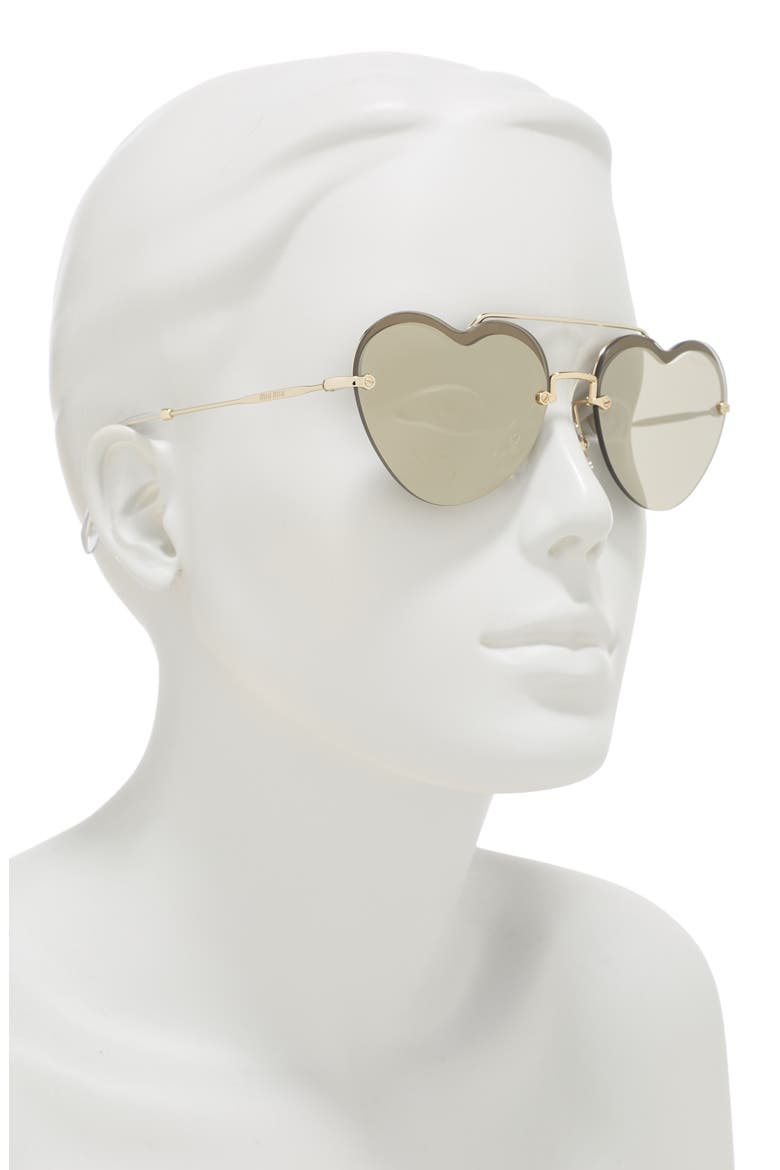 58mm Irregular Heart Sunglasses, Alternate, color, PALE GOLD