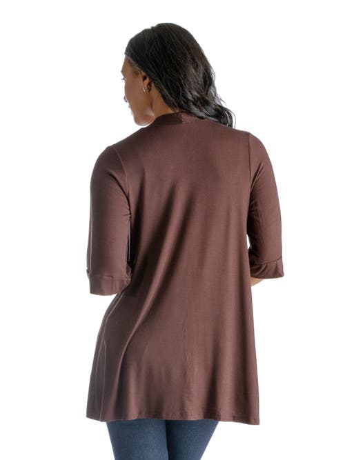 24seven Comfort Apparel Open Front Elbow Length Sleeve Cardigan