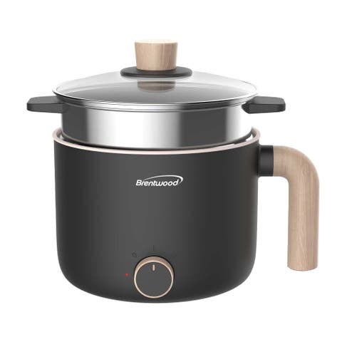 Multi-Function Electric Hot Pot Cooker with Ceramic Non-Stick Ceramic Coating and Stainless-Steel Food Steamer