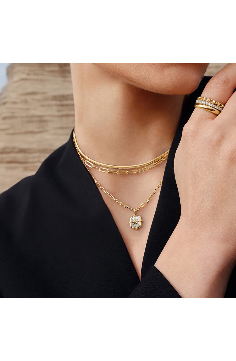 ANIA HAIE Colorblock Mother Of Pearl Pendant Necklace, Alternate, color, Shiny Gold