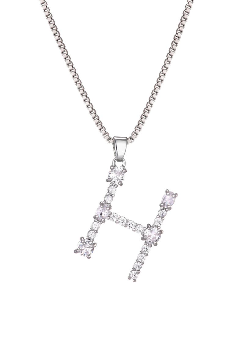 Mixed Crystal Initial Pendant Necklace, Main, color, SILVER-H