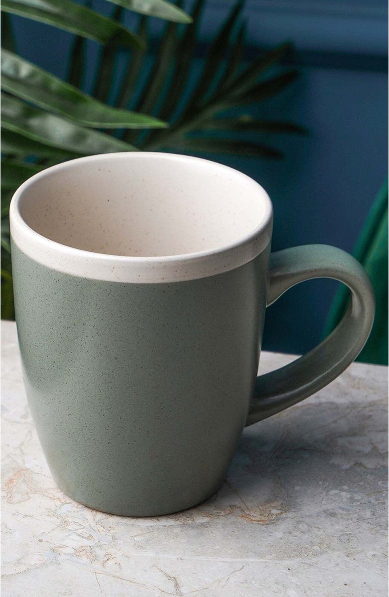 Stone Lain Serenity Stoneware 4-Piece Mug Set, Alternate, color, Green And Cream