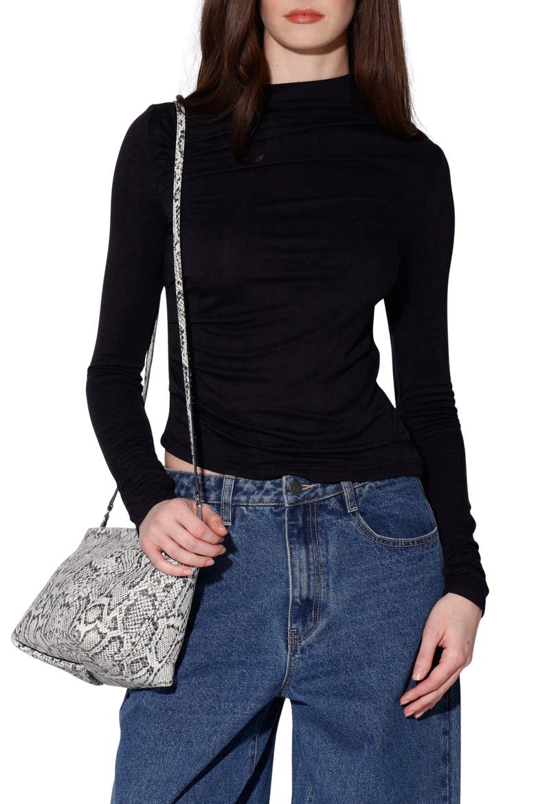 Celia Ruched Long Sleeve Top, Main, color, BLACK