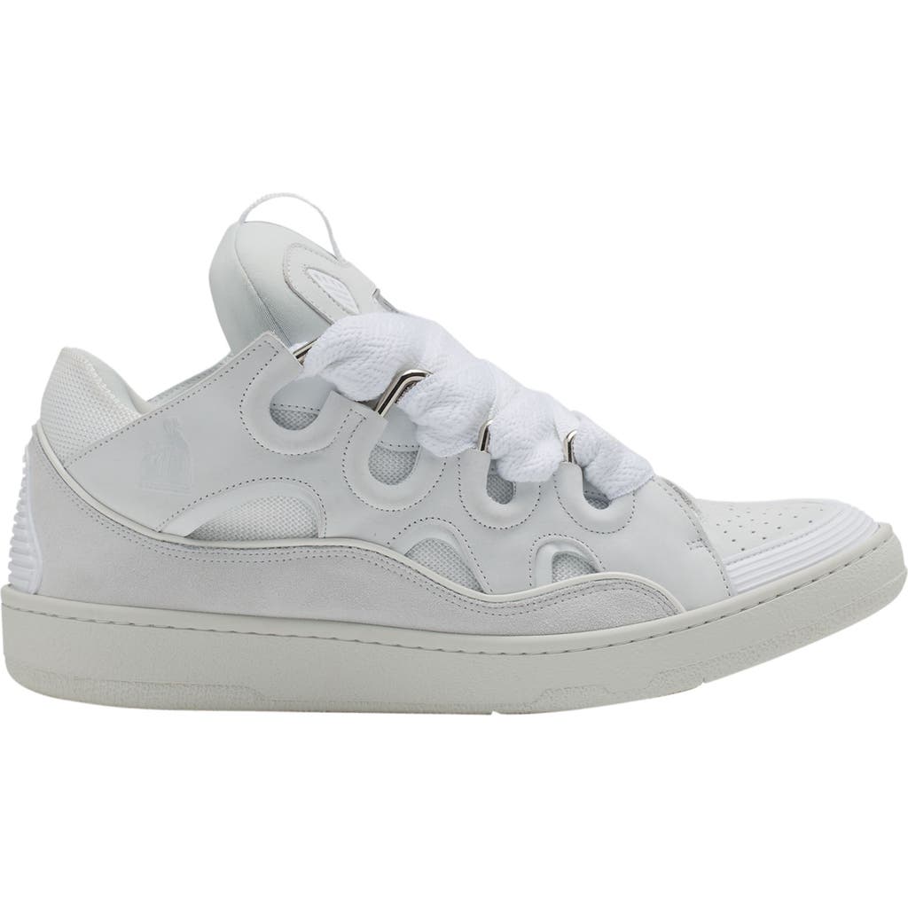 Lanvin Curb Leather Sneakers In White